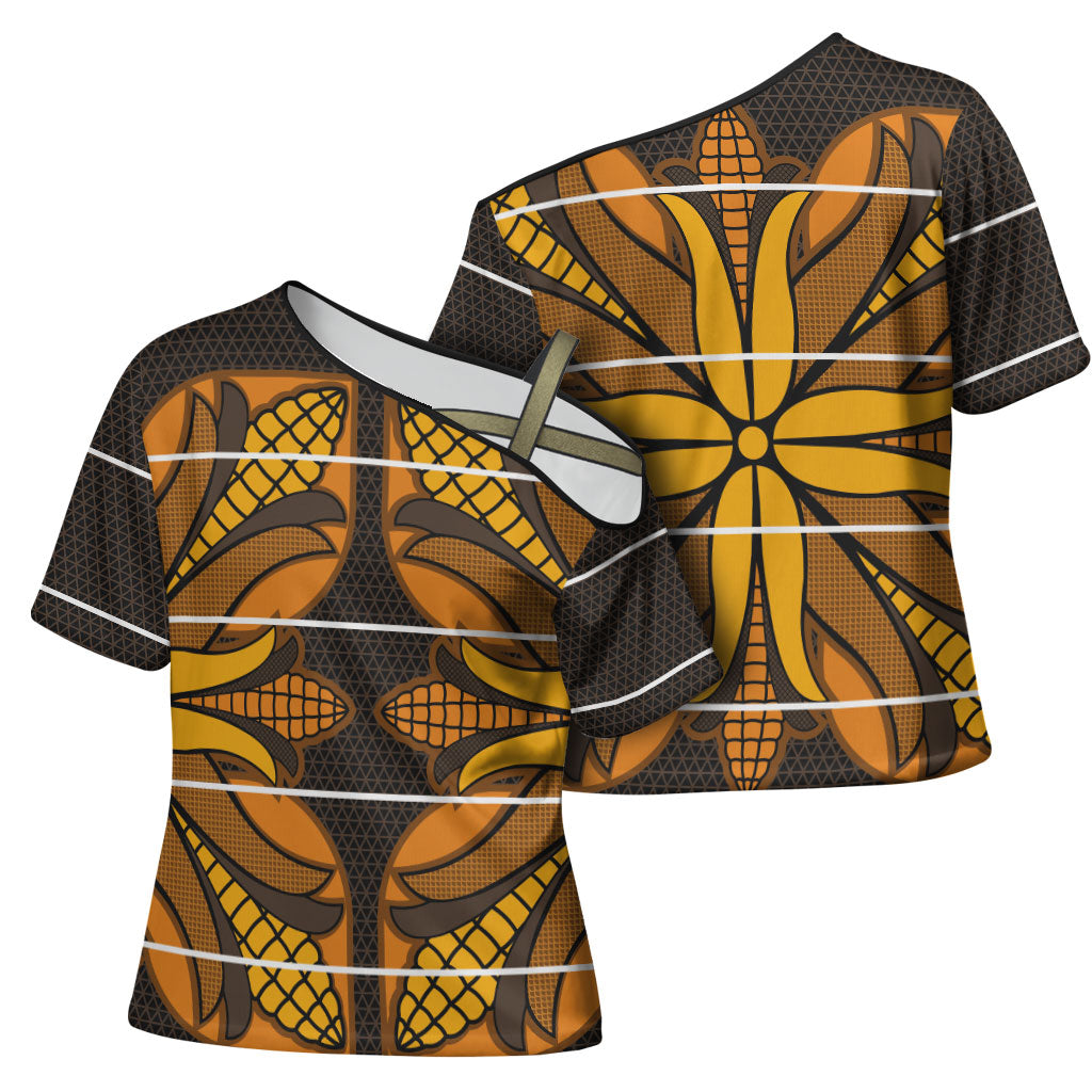 Old Gold Khotso Mojalefa Poone Cross Shoulder Shirt Basotho Khotso Blanket Inspired