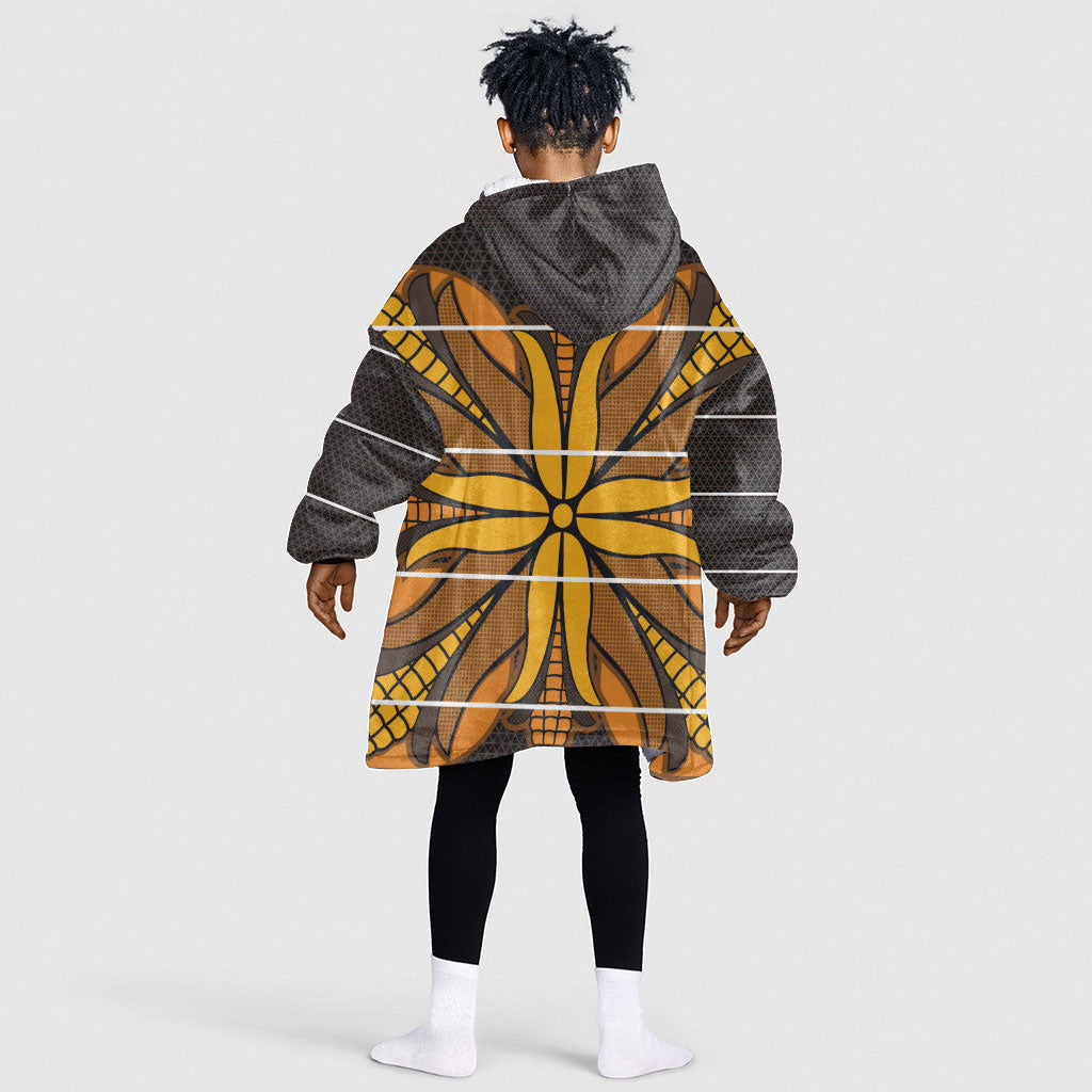 Old Gold Khotso Mojalefa Poone Kid Wearable Blanket Hoodie Basotho Khotso Blanket Inspired