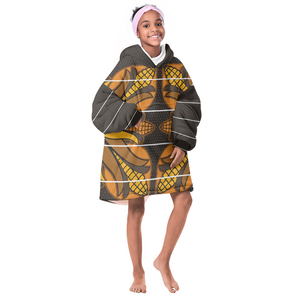 Old Gold Khotso Mojalefa Poone Kid Wearable Blanket Hoodie Basotho Khotso Blanket Inspired