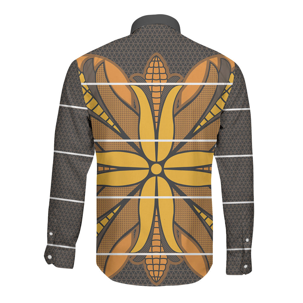Old Gold Khotso Mojalefa Poone Long Sleeve Button Shirt Basotho Khotso Blanket Inspired