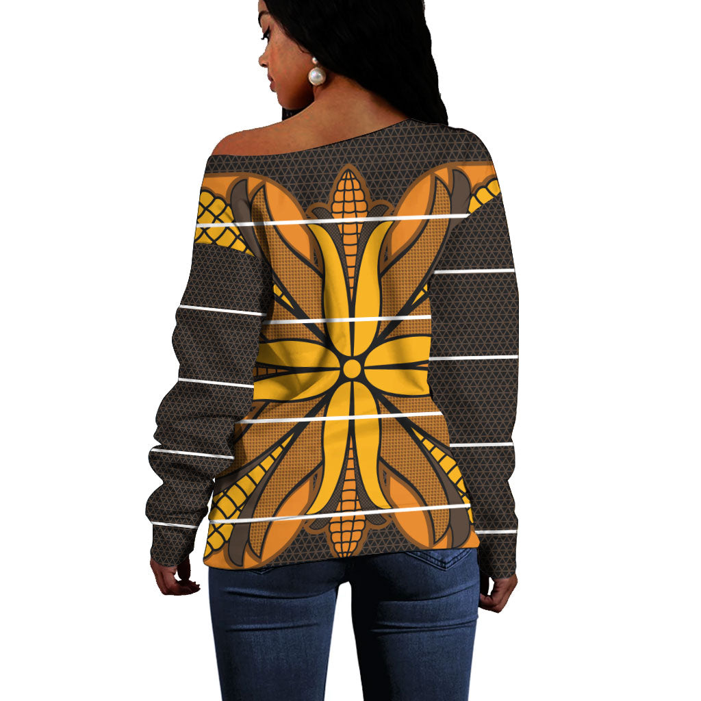 Old Gold Khotso Mojalefa Poone Off Shoulder Sweater Basotho Khotso Blanket Inspired