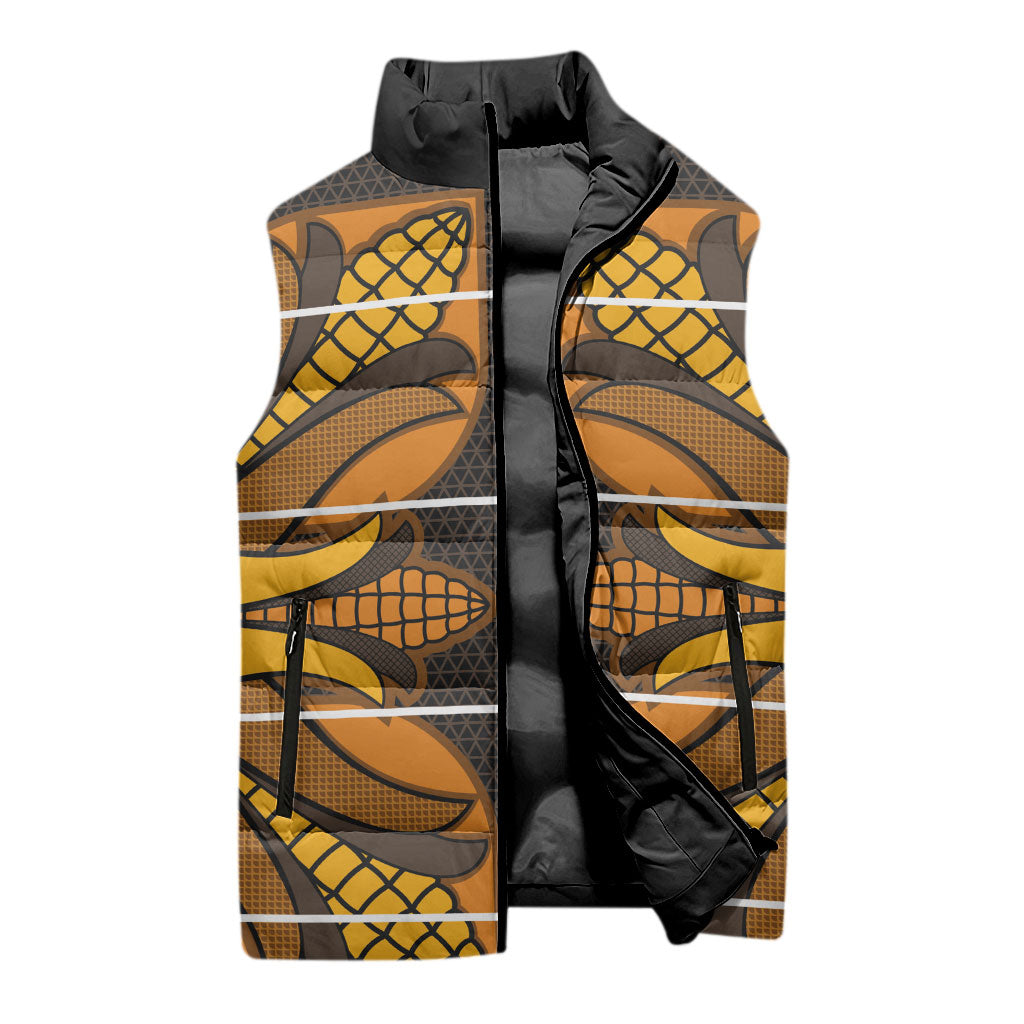 Old Gold Khotso Mojalefa Poone Sleeveless Puffer Jacket Basotho Khotso Blanket Inspired