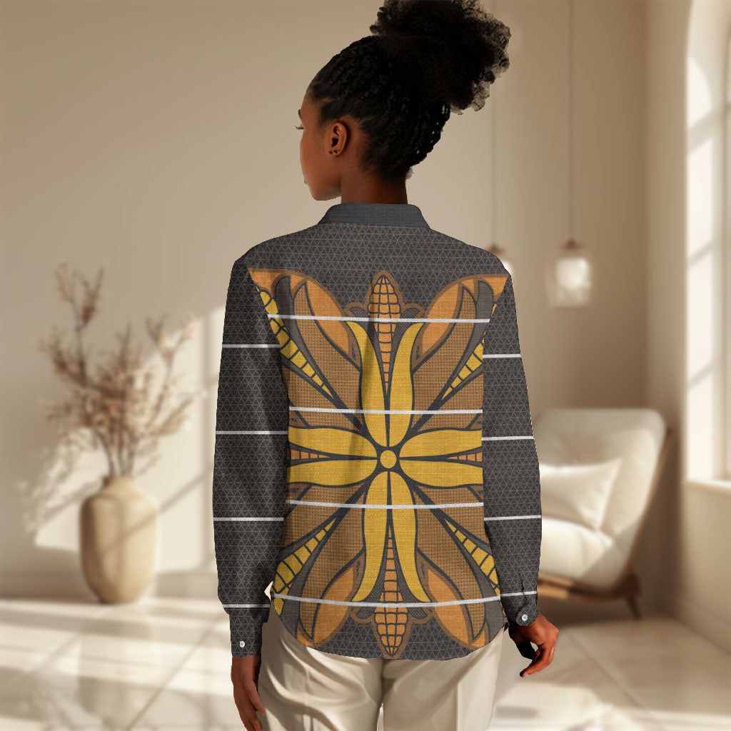 Old Gold Khotso Mojalefa Poone Women Casual Shirt Basotho Khotso Blanket Inspired