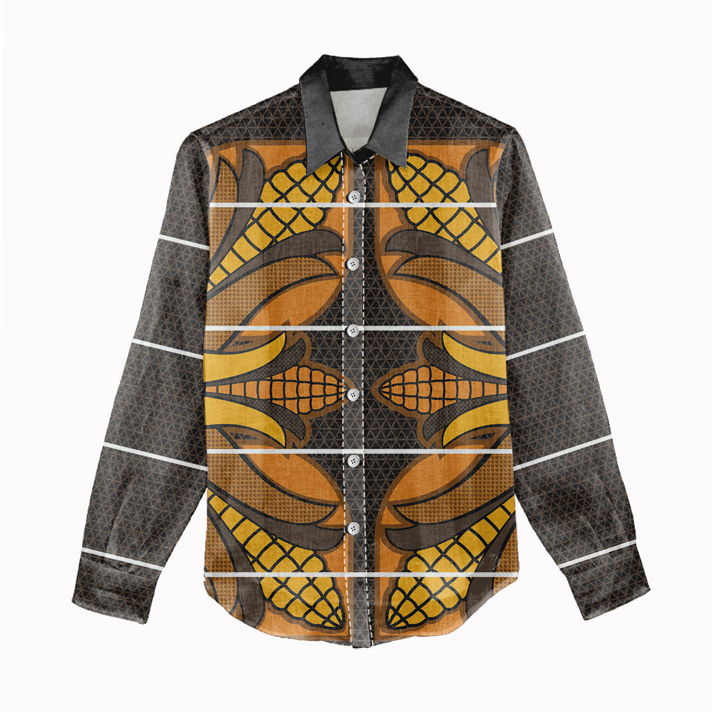 Old Gold Khotso Mojalefa Poone Women Casual Shirt Basotho Khotso Blanket Inspired
