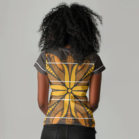 Old Gold Khotso Mojalefa Poone Women V-Neck T-Shirt Basotho Khotso Blanket Inspired