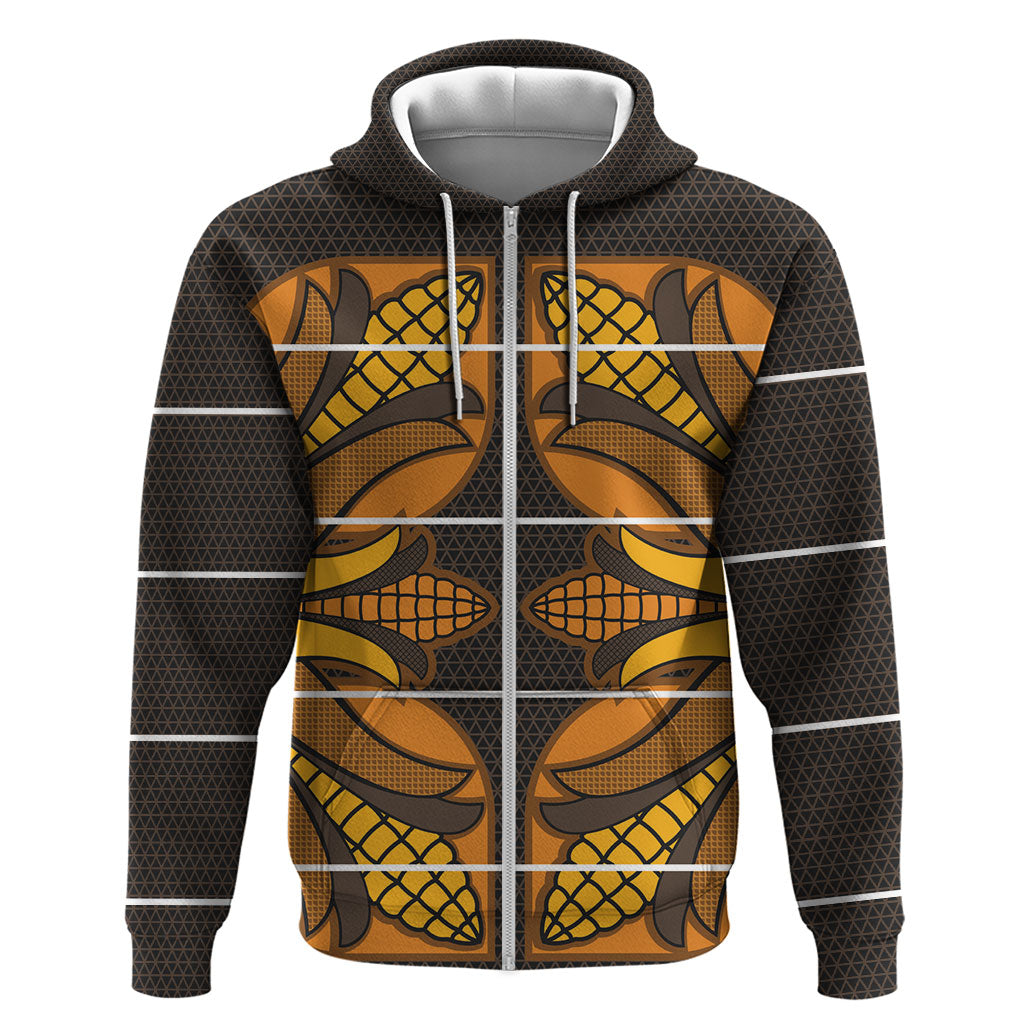 Old Gold Khotso Mojalefa Poone Zip Hoodie Basotho Khotso Blanket Inspired