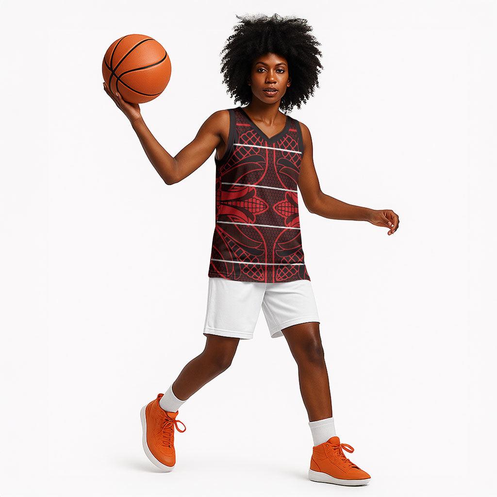 Scarlet Red Khotso Mojalefa Poone Basketball Jersey Basotho Khotso Blanket Inspired