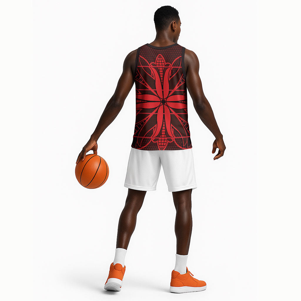 Scarlet Red Khotso Mojalefa Poone Basketball Jersey Basotho Khotso Blanket Inspired