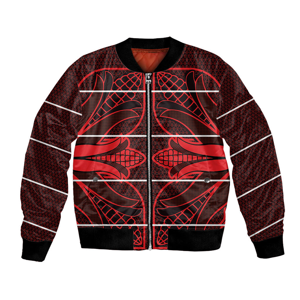 Scarlet Red Khotso Mojalefa Poone Bomber Jacket Basotho Khotso Blanket Inspired