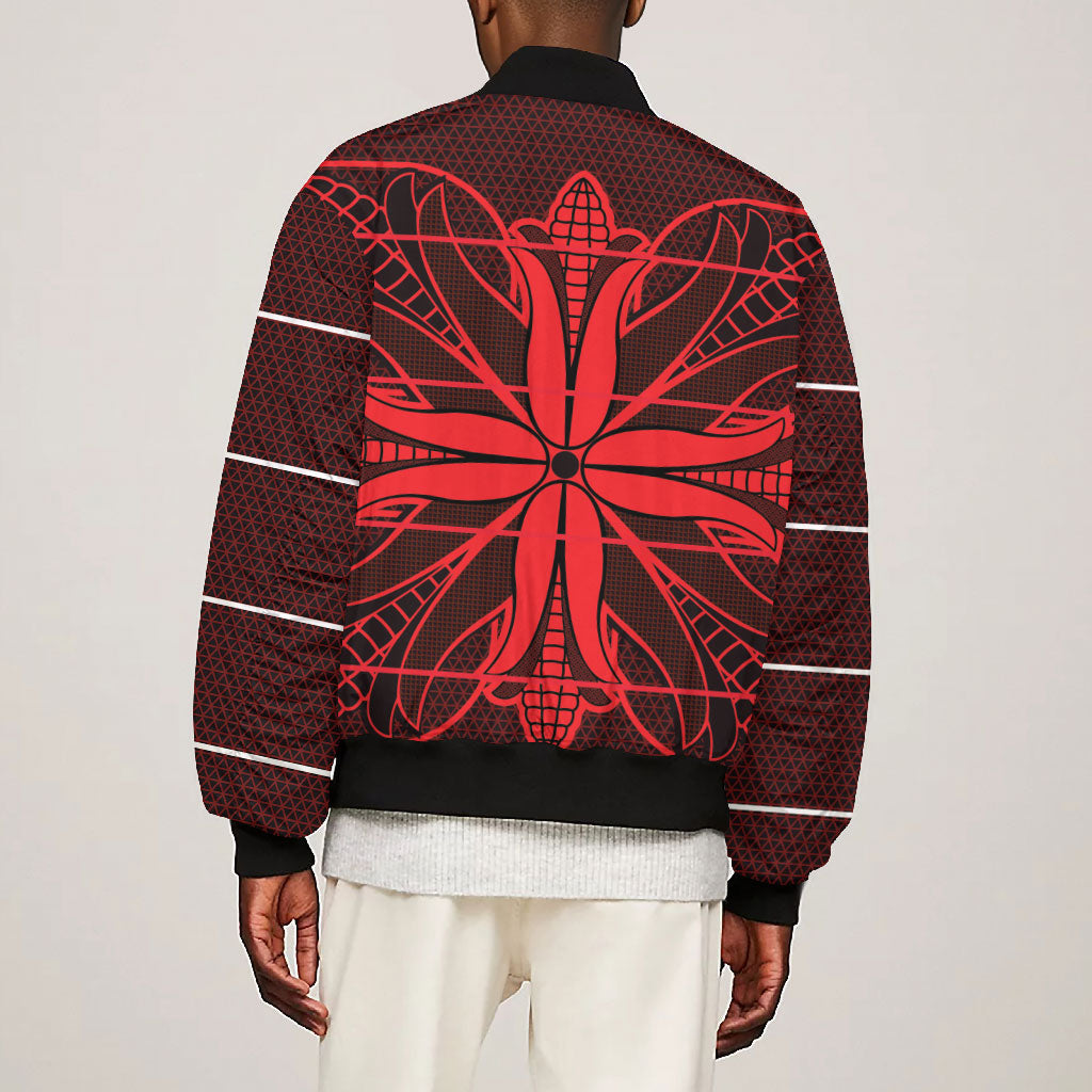 Scarlet Red Khotso Mojalefa Poone Bomber Jacket Basotho Khotso Blanket Inspired