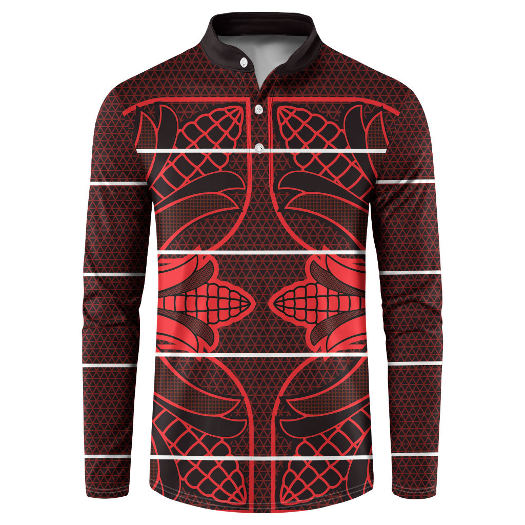 Scarlet Red Khotso Mojalefa Poone Button Sweatshirt Basotho Khotso Blanket Inspired