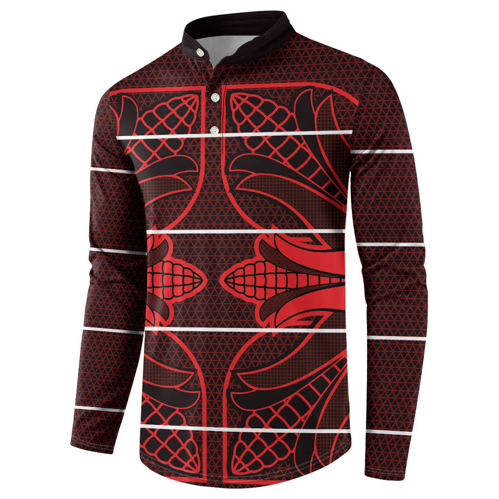 Scarlet Red Khotso Mojalefa Poone Button Sweatshirt Basotho Khotso Blanket Inspired