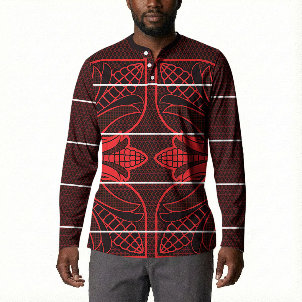 Scarlet Red Khotso Mojalefa Poone Button Sweatshirt Basotho Khotso Blanket Inspired