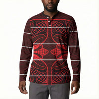 Scarlet Red Khotso Mojalefa Poone Button Sweatshirt Basotho Khotso Blanket Inspired