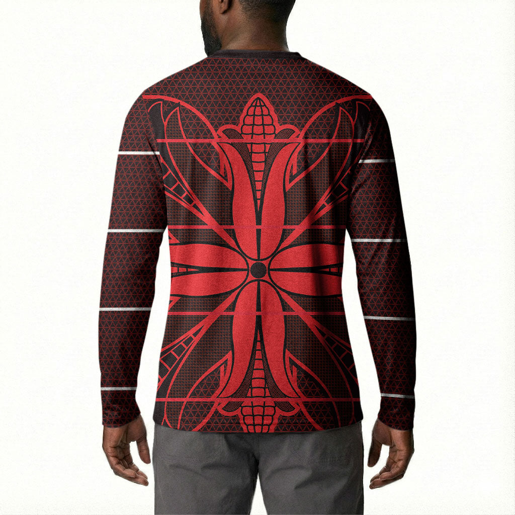 Scarlet Red Khotso Mojalefa Poone Button Sweatshirt Basotho Khotso Blanket Inspired