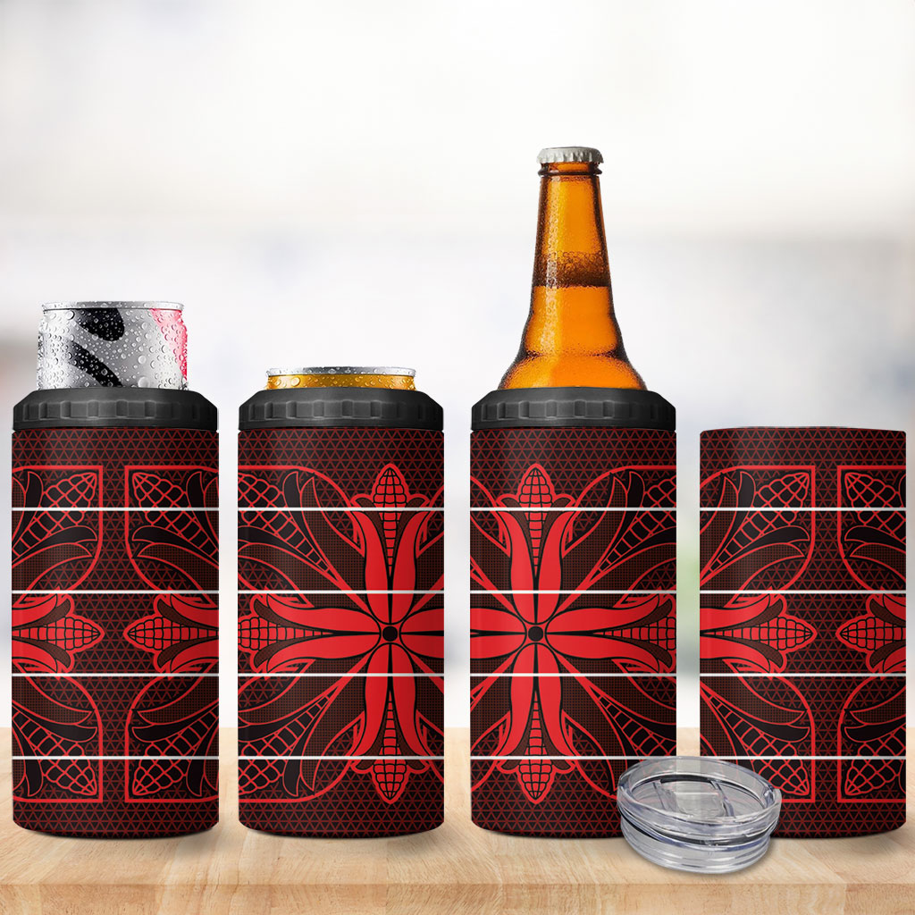 Scarlet Red Khotso Mojalefa Poone 4 in 1 Can Cooler Tumbler Basotho Khotso Blanket Inspired