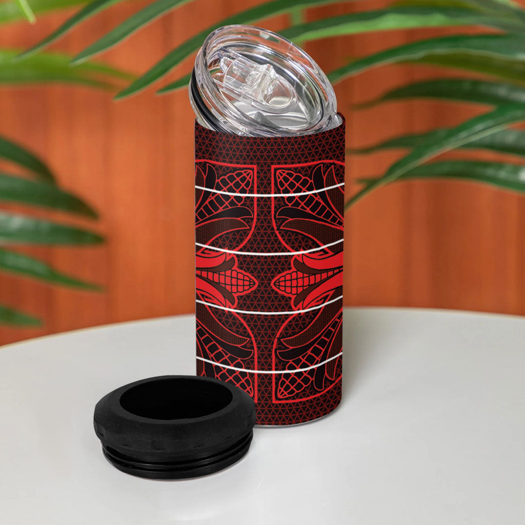 Scarlet Red Khotso Mojalefa Poone 4 in 1 Can Cooler Tumbler Basotho Khotso Blanket Inspired