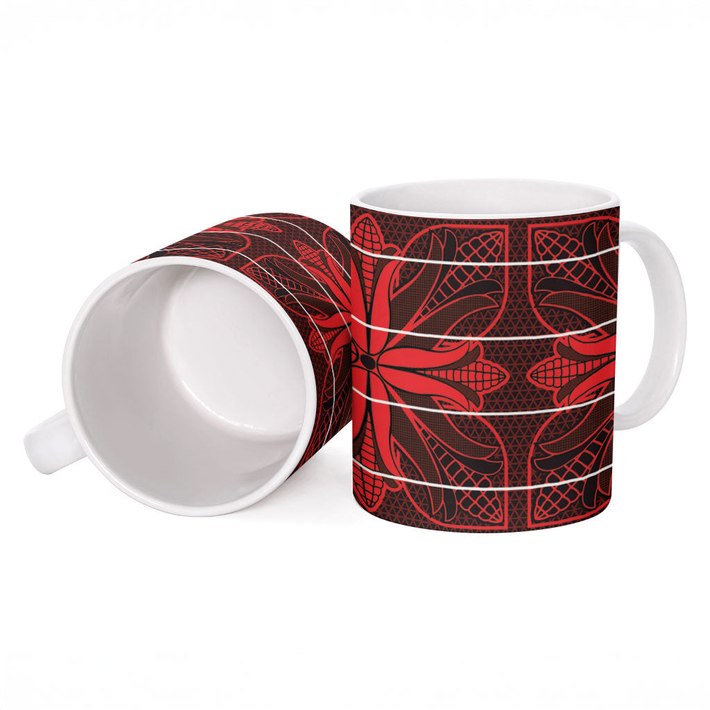 Scarlet Red Khotso Mojalefa Poone Ceramic Mug Basotho Khotso Blanket Inspired