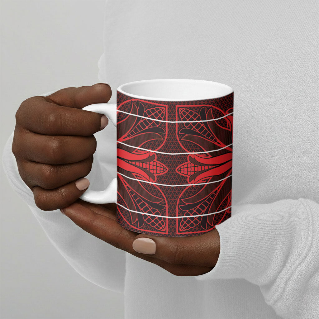 Scarlet Red Khotso Mojalefa Poone Ceramic Mug Basotho Khotso Blanket Inspired