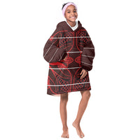 Scarlet Red Khotso Mojalefa Poone Kid Wearable Blanket Hoodie Basotho Khotso Blanket Inspired
