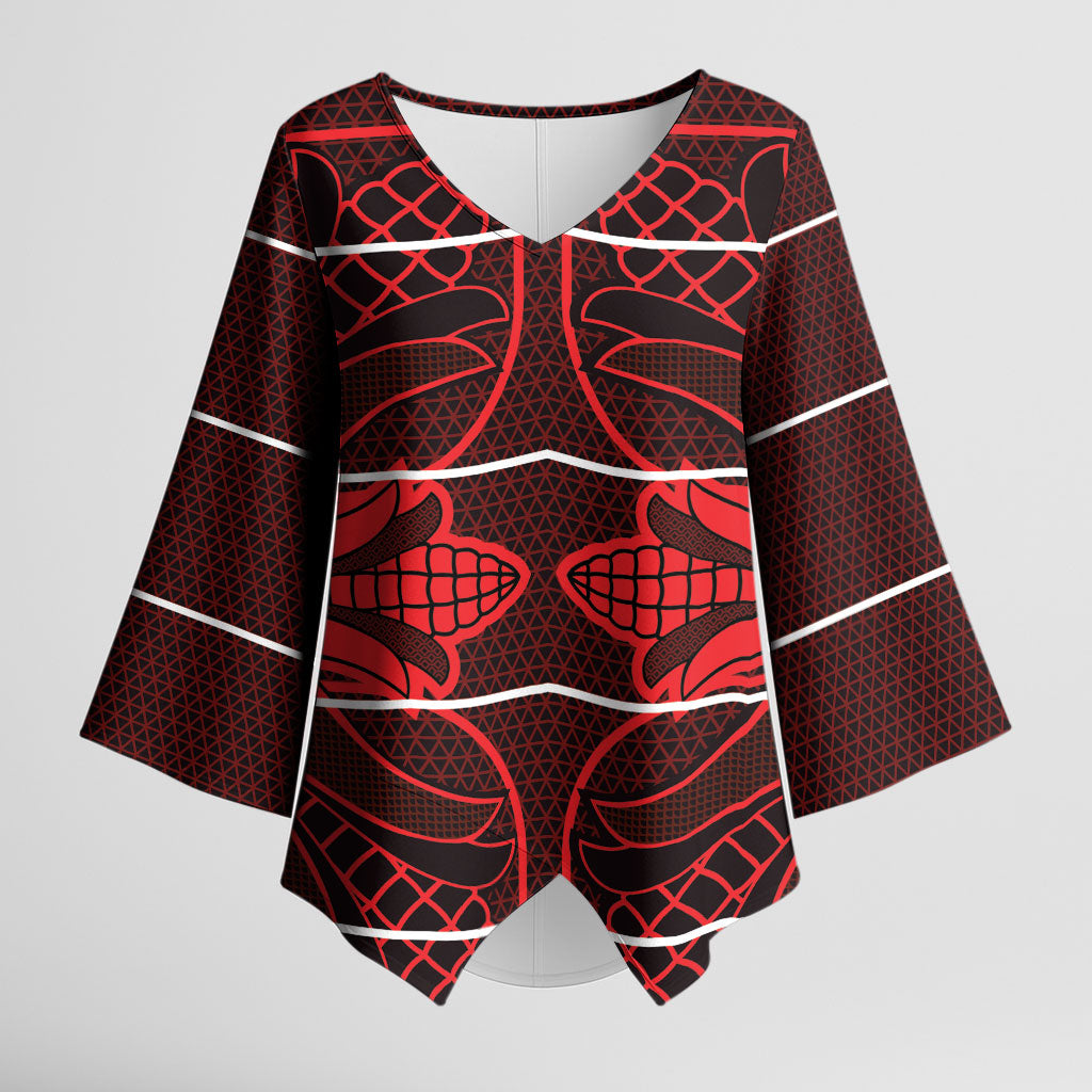 Scarlet Red Khotso Mojalefa Poone Kimono Sleeve Blouse Basotho Khotso Blanket Inspired