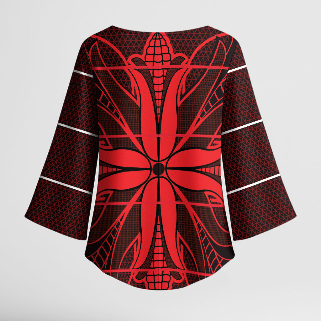 Scarlet Red Khotso Mojalefa Poone Kimono Sleeve Blouse Basotho Khotso Blanket Inspired