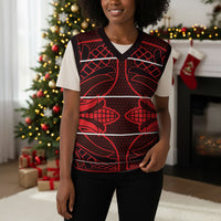 Scarlet Red Khotso Mojalefa Poone Christmas Knitted V-Neck Vest Basotho Khotso Blanket Inspired