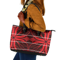 Scarlet Red Khotso Mojalefa Poone Leather Tote Bag Basotho Khotso Blanket Inspired