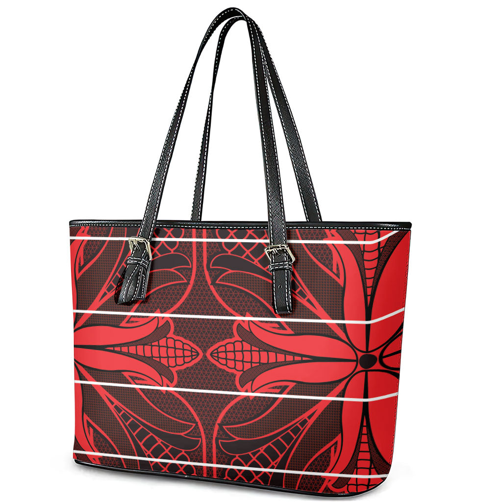 Scarlet Red Khotso Mojalefa Poone Leather Tote Bag Basotho Khotso Blanket Inspired