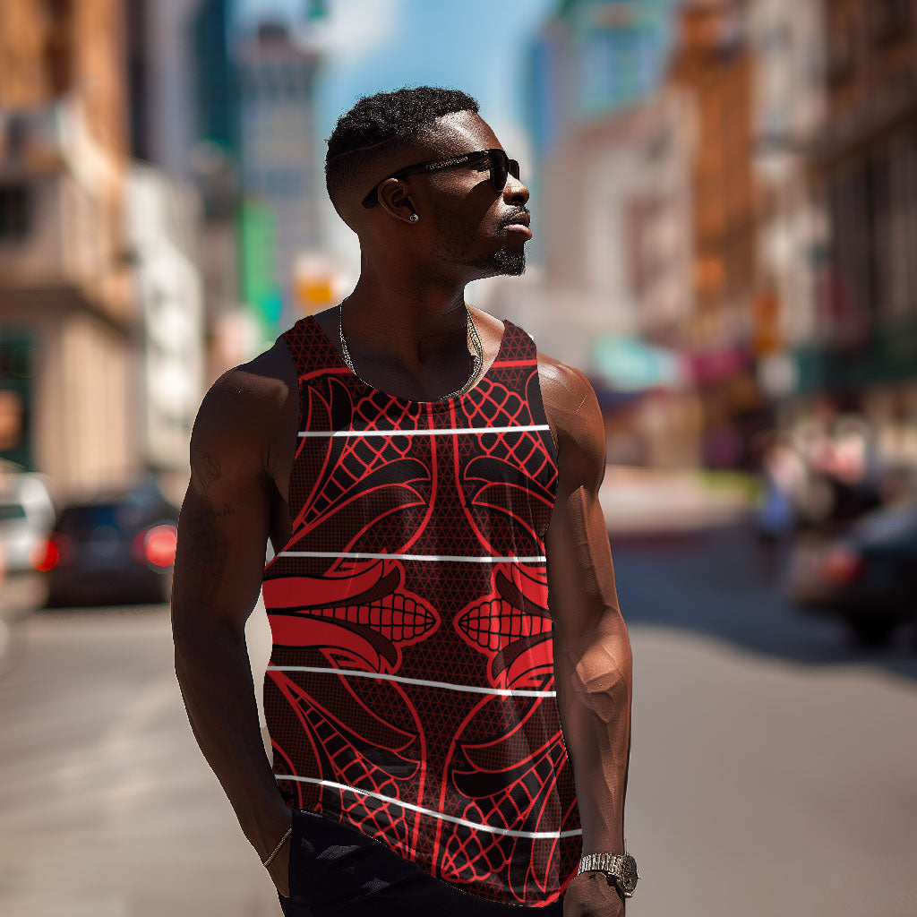 Scarlet Red Khotso Mojalefa Poone Men Tank Top Basotho Khotso Blanket Inspired