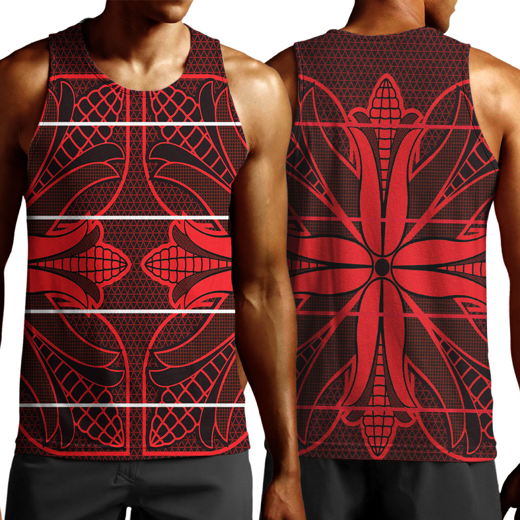 Scarlet Red Khotso Mojalefa Poone Men Tank Top Basotho Khotso Blanket Inspired