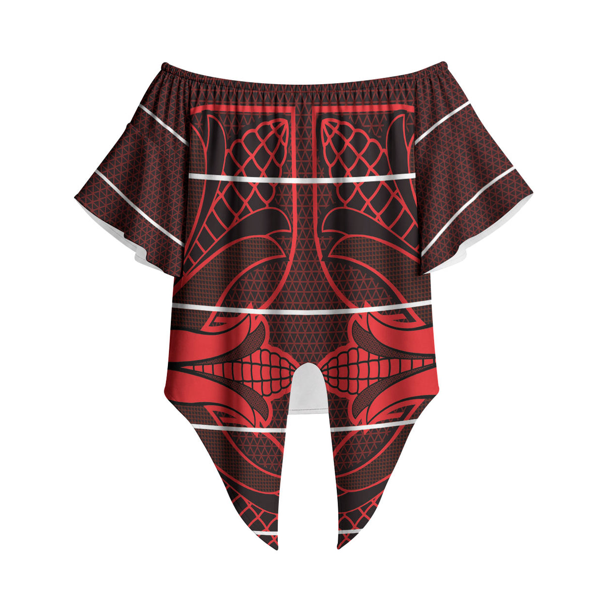 Scarlet Red Khotso Mojalefa Poone Off Shoulder Wrap Waist Top Basotho Khotso Blanket Inspired