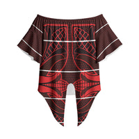 Scarlet Red Khotso Mojalefa Poone Off Shoulder Wrap Waist Top Basotho Khotso Blanket Inspired