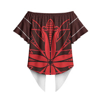 Scarlet Red Khotso Mojalefa Poone Off Shoulder Wrap Waist Top Basotho Khotso Blanket Inspired