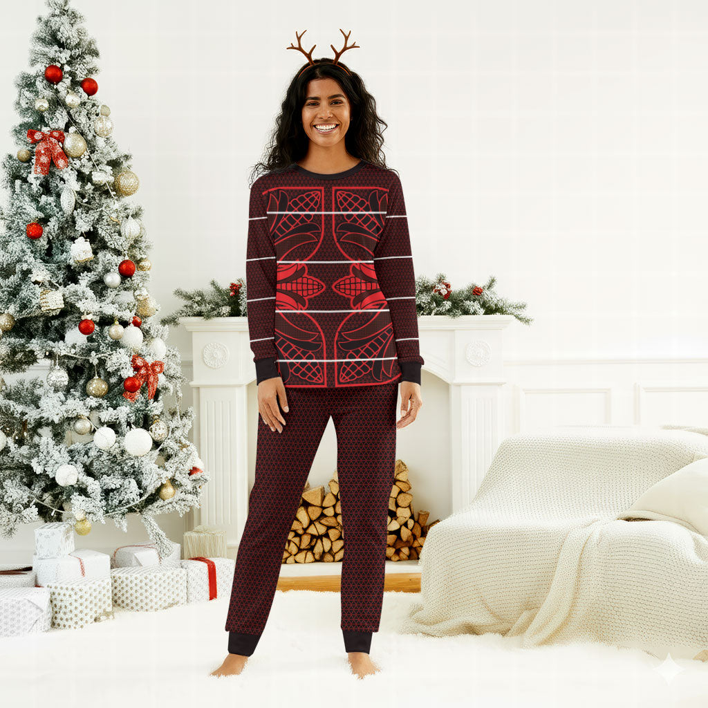 Scarlet Red Khotso Mojalefa Poone Christmas Pajama Set Basotho Khotso Blanket Inspired