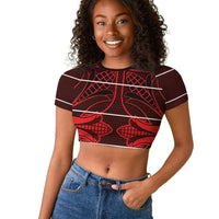 Scarlet Red Khotso Mojalefa Poone Raglan Cropped T shirt Basotho Khotso Blanket Inspired