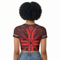 Scarlet Red Khotso Mojalefa Poone Raglan Cropped T shirt Basotho Khotso Blanket Inspired