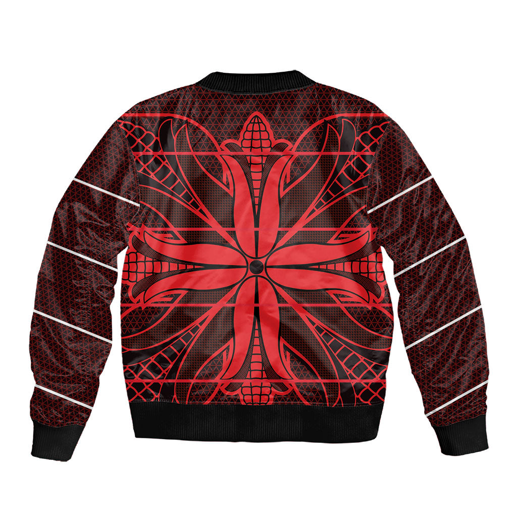 Scarlet Red Khotso Mojalefa Poone Sleeve Zip Bomber Jacket Basotho Khotso Blanket Inspired