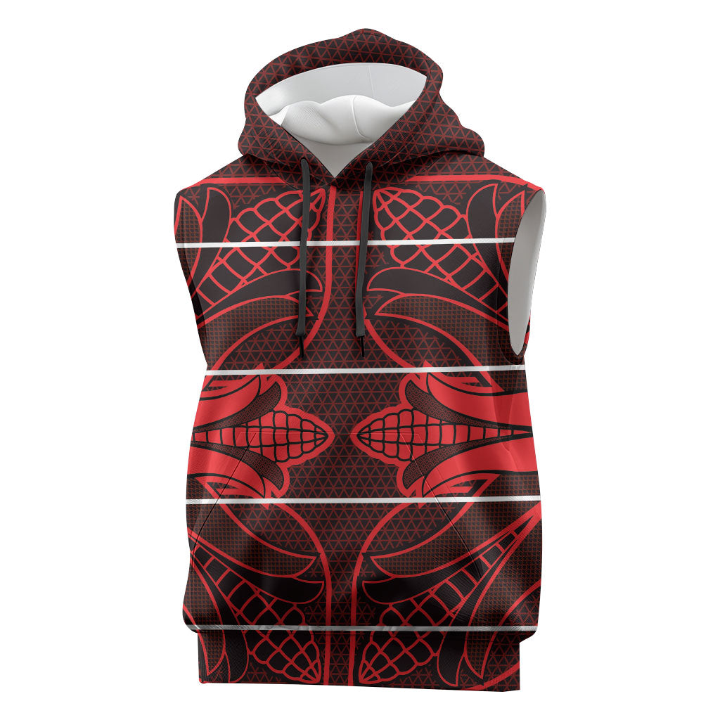 Scarlet Red Khotso Mojalefa Poone Sleeveless Hoodie Basotho Khotso Blanket Inspired