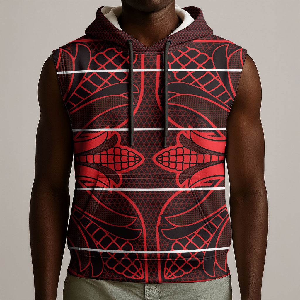 Scarlet Red Khotso Mojalefa Poone Sleeveless Hoodie Basotho Khotso Blanket Inspired