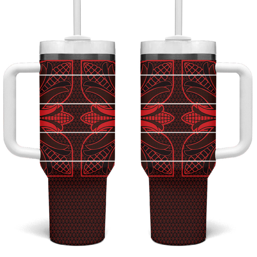 Scarlet Red Khotso Mojalefa Poone Tumbler With Handle Basotho Khotso Blanket Inspired