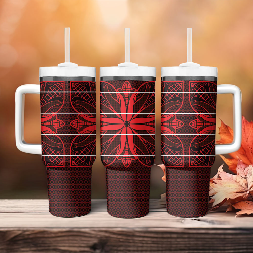 Scarlet Red Khotso Mojalefa Poone Tumbler With Handle Basotho Khotso Blanket Inspired