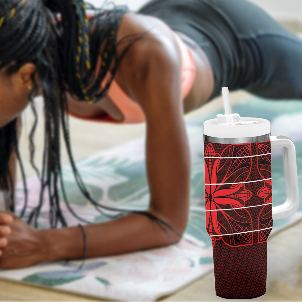 Scarlet Red Khotso Mojalefa Poone Tumbler With Handle Basotho Khotso Blanket Inspired