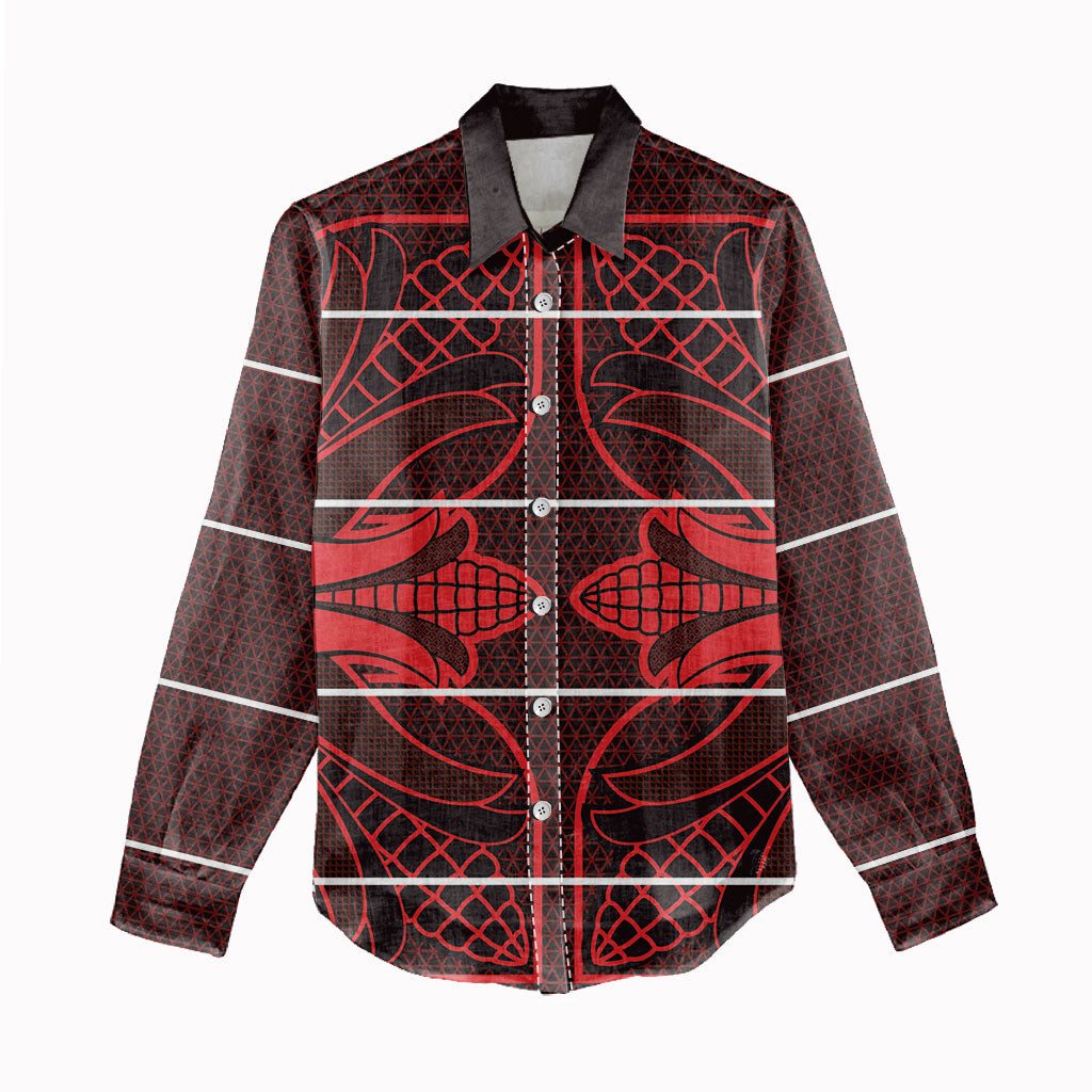 Scarlet Red Khotso Mojalefa Poone Women Casual Shirt Basotho Khotso Blanket Inspired