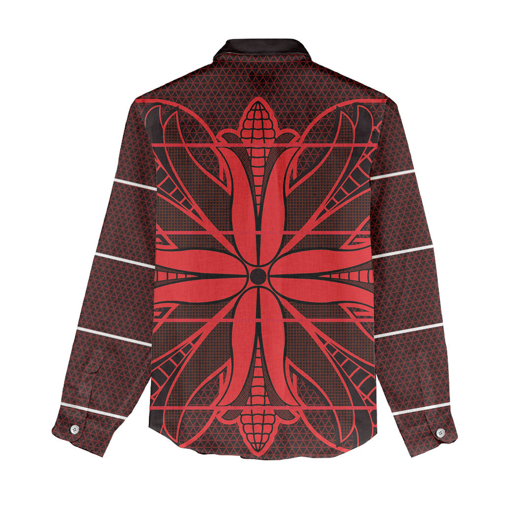 Scarlet Red Khotso Mojalefa Poone Women Casual Shirt Basotho Khotso Blanket Inspired