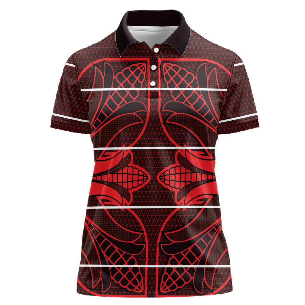 Scarlet Red Khotso Mojalefa Poone Women Polo Shirt Basotho Khotso Blanket Inspired