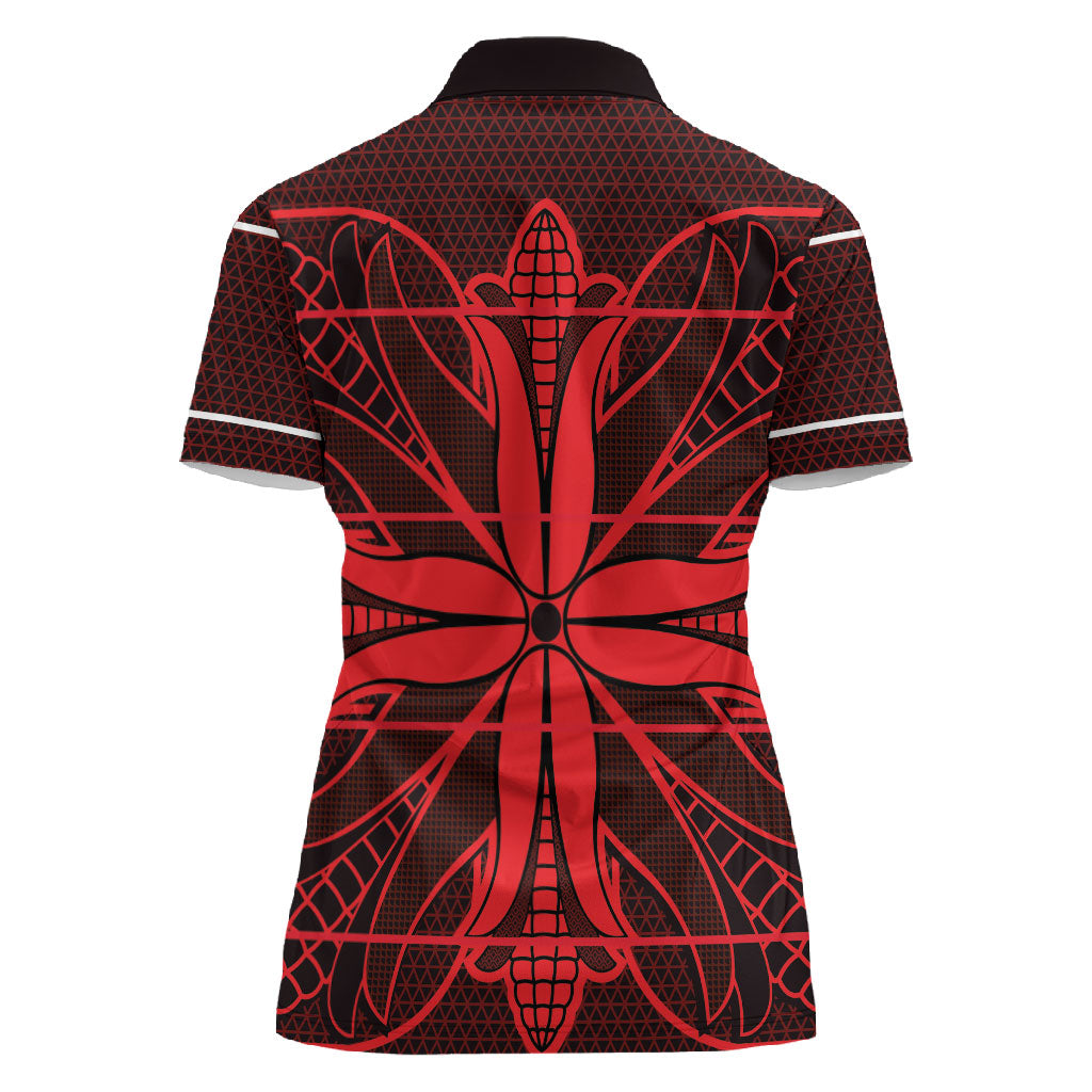 Scarlet Red Khotso Mojalefa Poone Women Polo Shirt Basotho Khotso Blanket Inspired