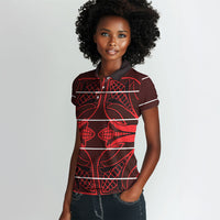 Scarlet Red Khotso Mojalefa Poone Women Polo Shirt Basotho Khotso Blanket Inspired