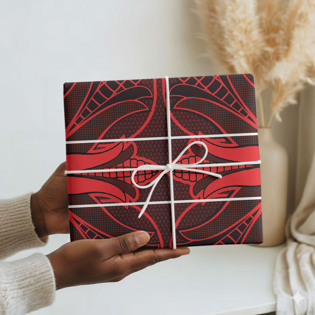Scarlet Red Khotso Mojalefa Poone Wrapping Paper Basotho Khotso Blanket Inspired