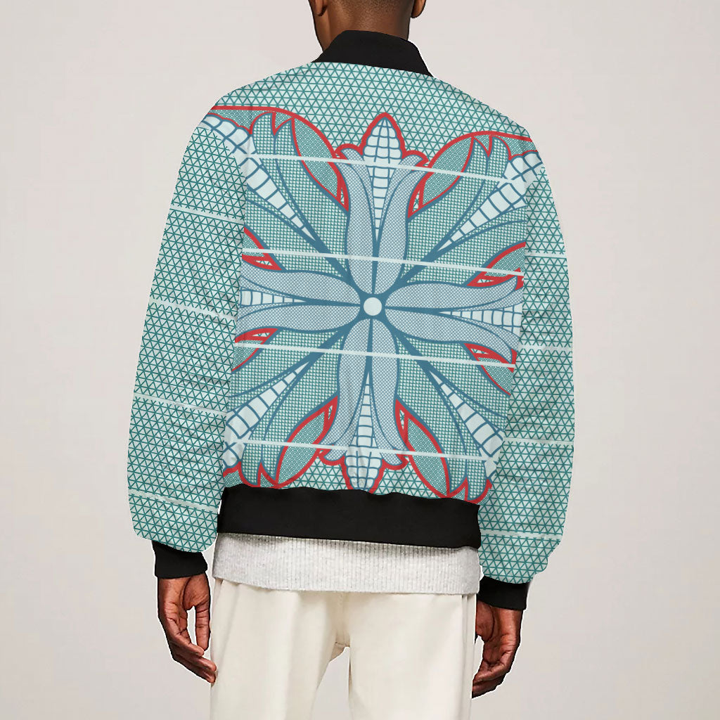 Turquoise Khotso Mojalefa Poone Bomber Jacket Basotho Khotso Blanket Inspired